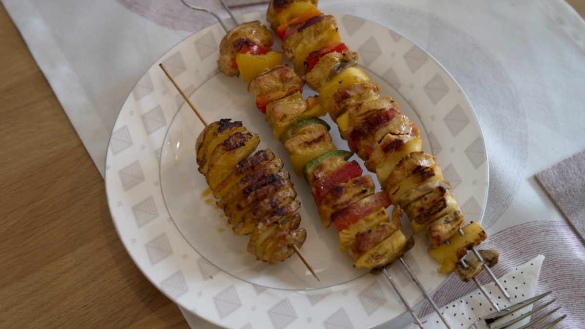 Puten-Früchte-Spieß